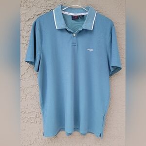 Perry Ellis Men's Tipped Collar Solid Polo Shirt blue size XL